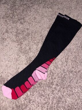 Compression Athletic Knee-High Sock - Black & Pink NWOT